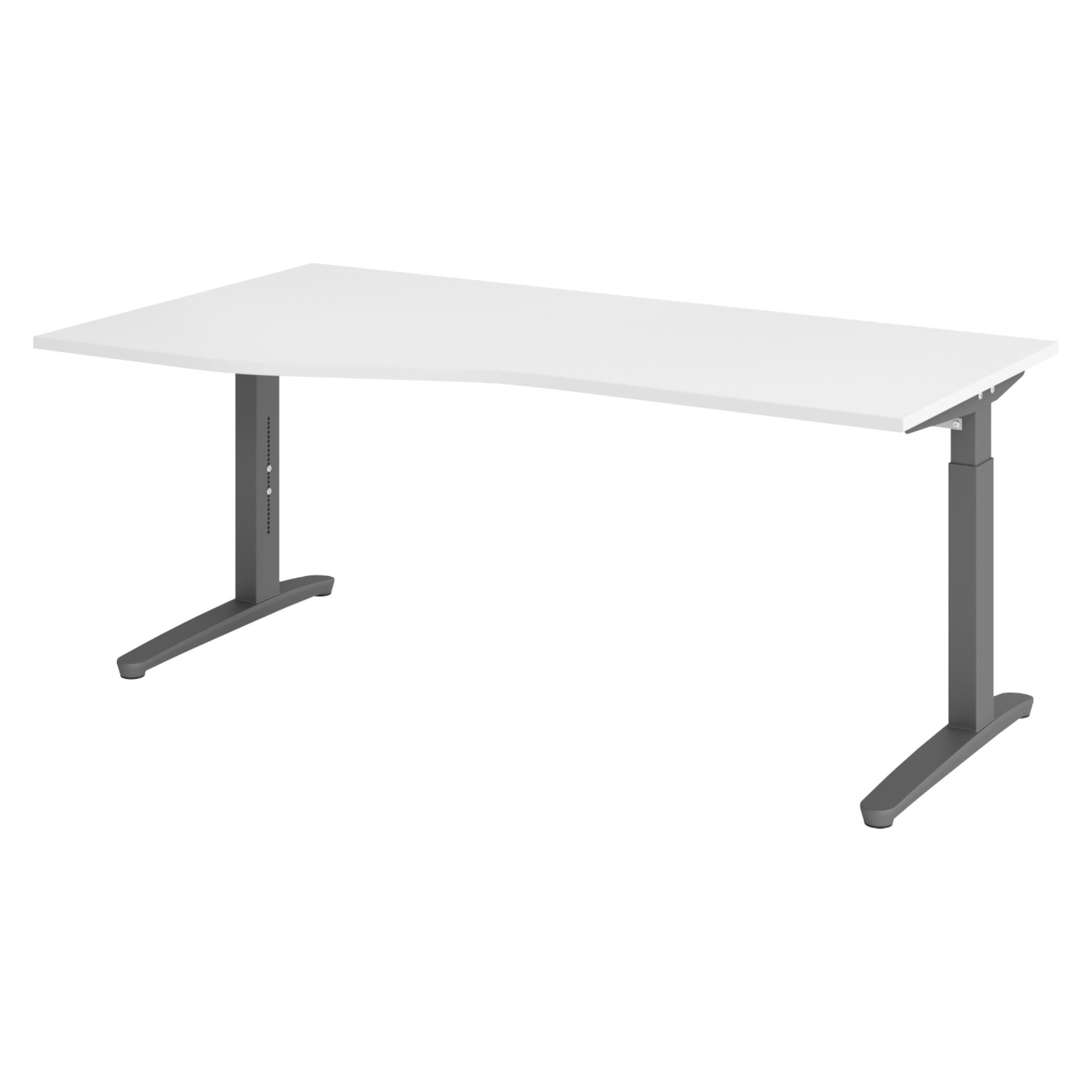 bümö Schreibtisch Weiß, Graphit 180x74x100 cm