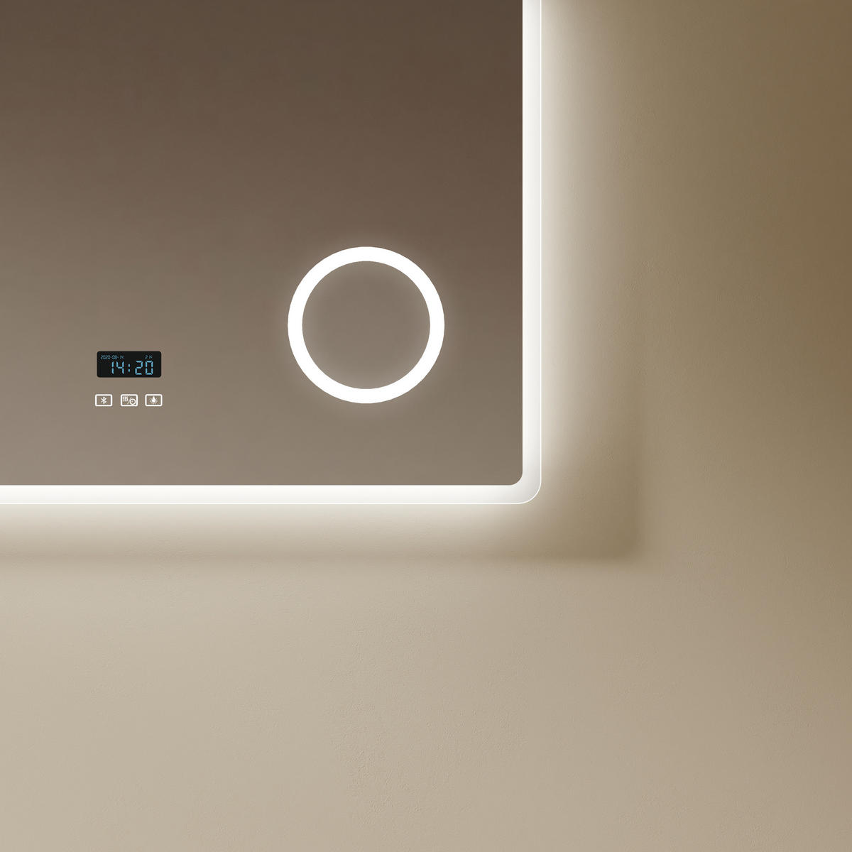KOUPELNOVÉ ZRCADLO s Bluetooth osvětlením se 3 tlačítky a integrovaným kosmetickým zrcátkem, 80/60 cm - průhledná, sklo (80/60/3.5cm) - EMKE