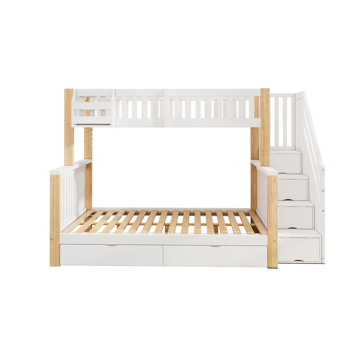 KINDERBETT aus Massivholz 90/140x200 cm in Weiß mit Stauraum - Weiß, Holz (90/200cm) - Modfu