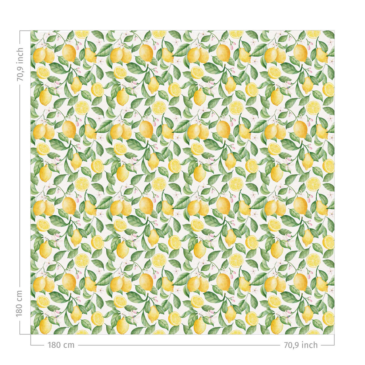 DUSCHVORHANG Aquarell Zitronen und Blüten Muster 180/180 cm - Gelb, Textil (180/180cm) - Bilderwelten