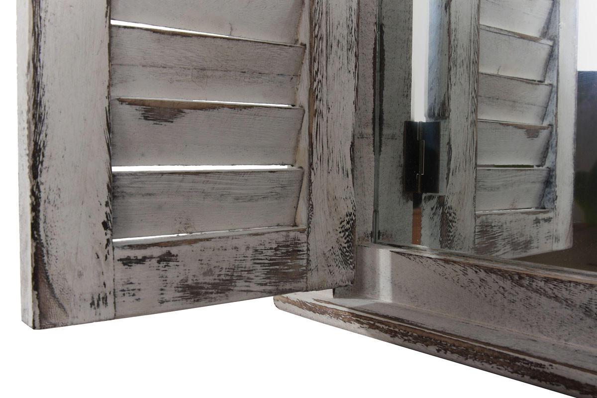 WANDSPIEGEL MIT FENSTERLÄDEN Hellgrau - Hellgrau, Holz (42/53/5cm) - MCW