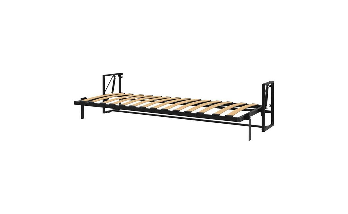 WANDBETT Morphy Classik Modulares SizeFlex- und TypeFlex-System - 190x 80 Horizontal - Schwarz, Holz/Metall (190/80cm) - WallBedKing