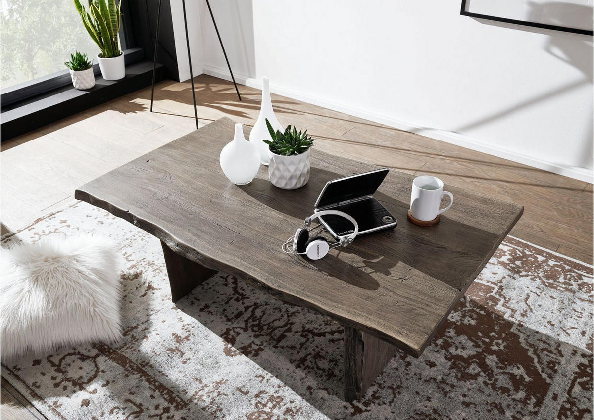 COUCHTISCH Akazie 120x70x45 grau lackiert PURE ACACIA #425 - Grau, Holz (120/70/45cm) - Massivmoebel24