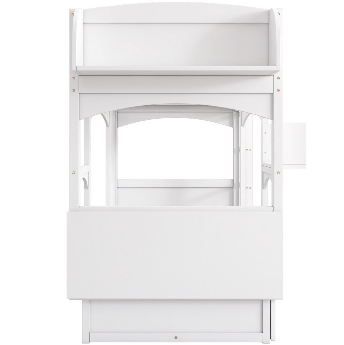 KINDER-ETAGENBETT 90/200 cm mit klappbarem Schreibtisch, Regal und 2 Schubladen aus Massivholz, Weiß - Weiß, Holz (90/200cm) - Redom
