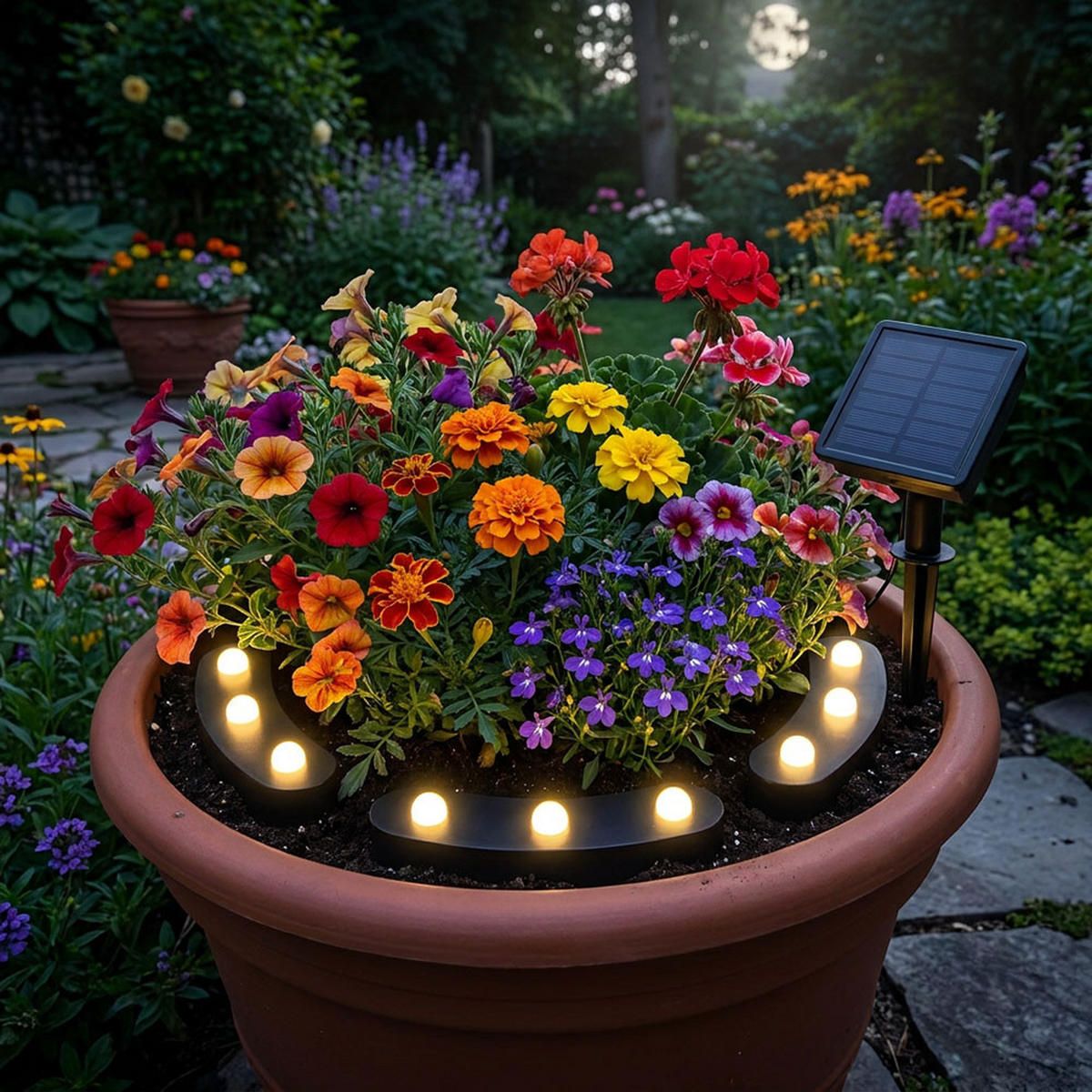 SOLAR-BLUMENTOPF-BELEUCHTUNG Polypropylen Schwarz LED - Schwarz, Kunststoff (9.5/2/5cm)