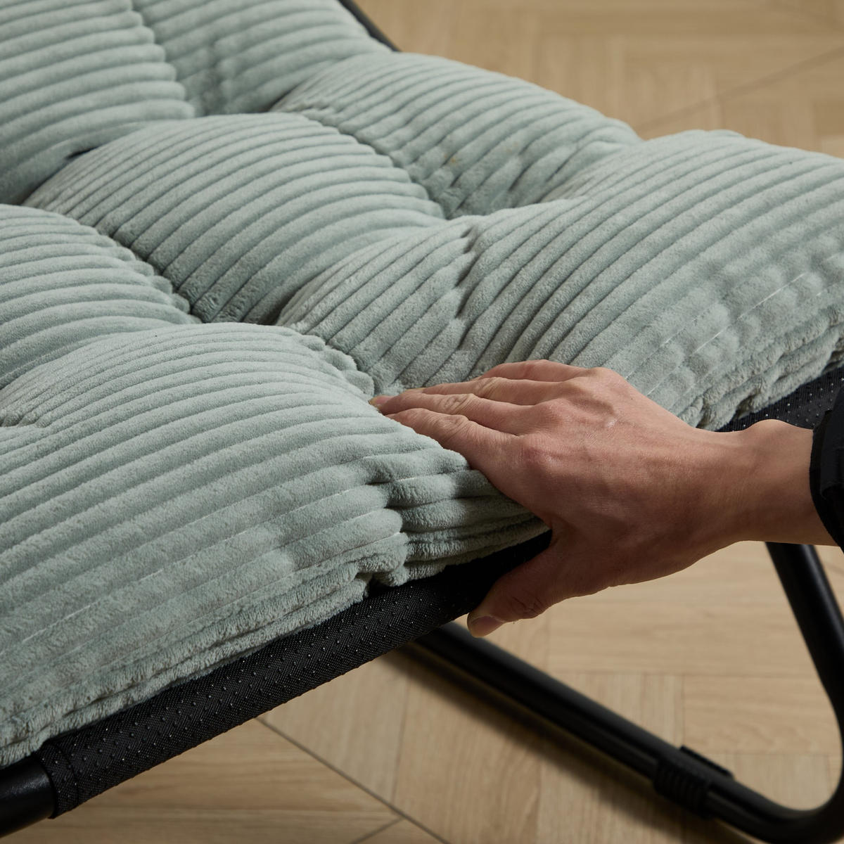 SESSELSET, Relaxsessel mit Hocker,Stahlrahmen,Cord,Hellgrün - Grün, Metall (78/86/65cm) - LVHOM