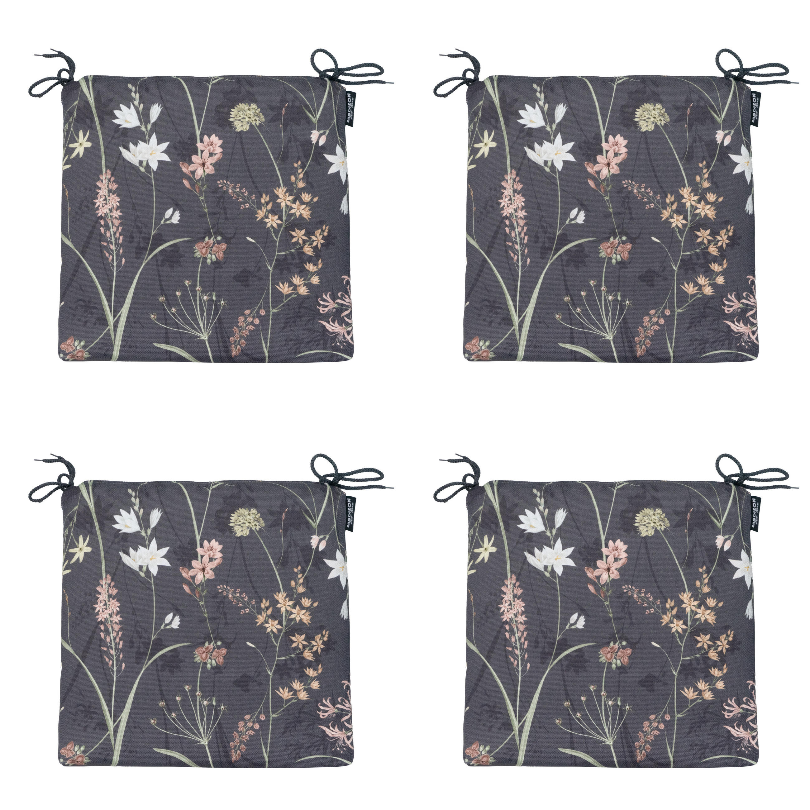 SITZKISSEN Eco-line - Grau - 40/40/4,5 cm - 4er-Set - Grau, Textil (40/4/40cm) - Madison