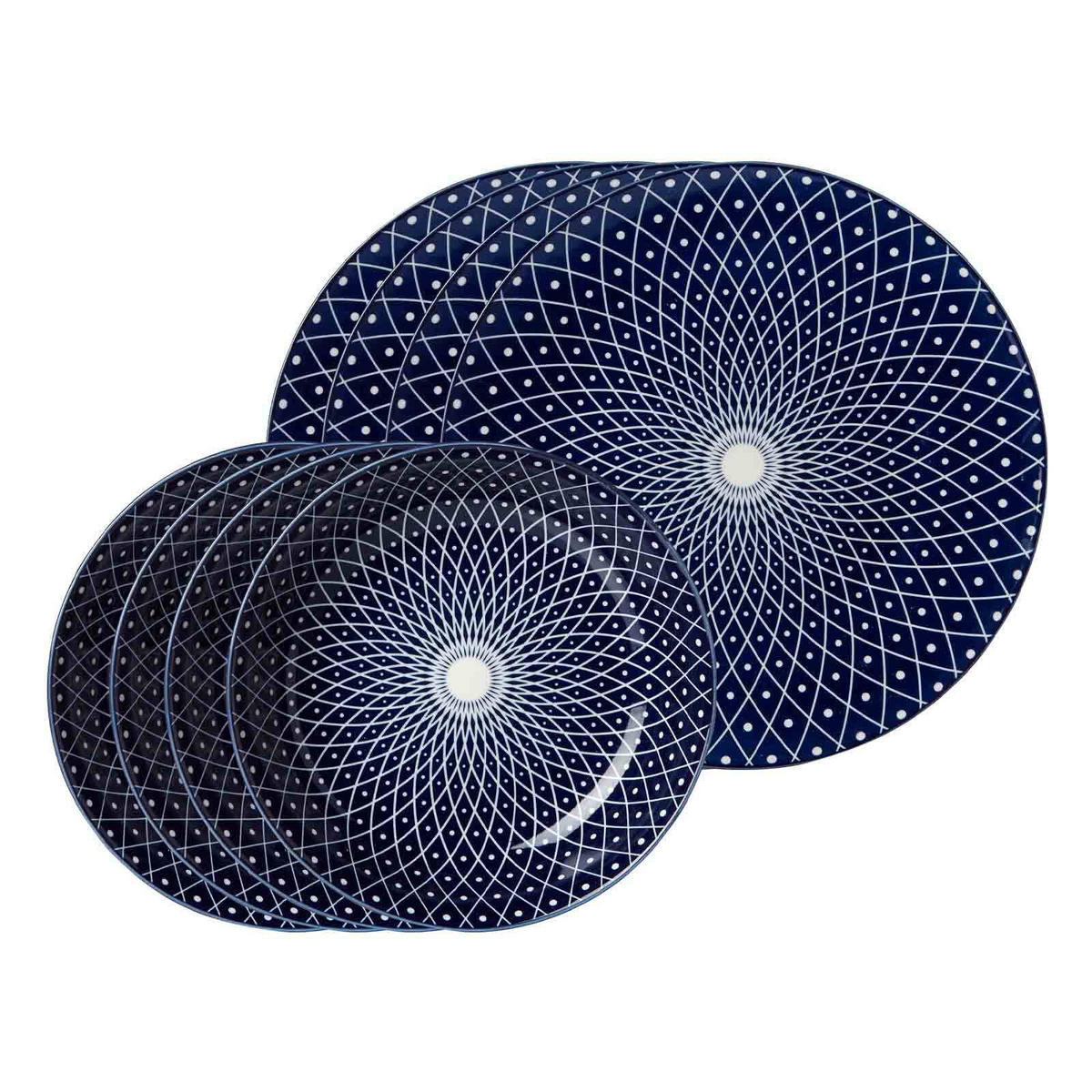TAFELSERVICE Royal Reiko blau-weiß 8er Set - Blau/Weiß, Keramik (1/1/1cm) - Ritzenhoff Breker