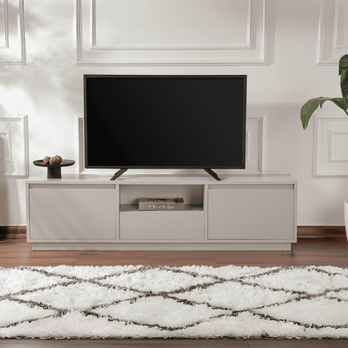 TV-MÖBEL mit 3 klappbaren türen und 1 offenem fach - vanguard 160/29,5/42 cm - Grau, Holzwerkstoff (29.5/42/160cm) - Calicosy