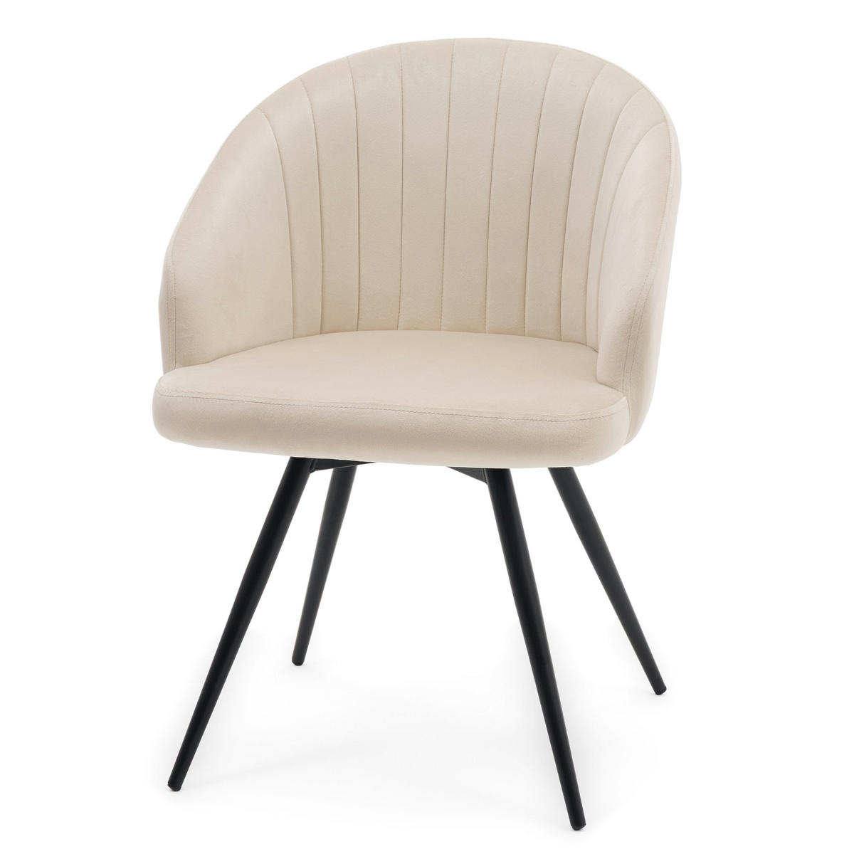 STUHL MODENA drehbar gepolsterter mit Steppung - beige - Samt Velour - Beige/Schwarz, Textil/Metall (57/80/59cm) - NEW HOME