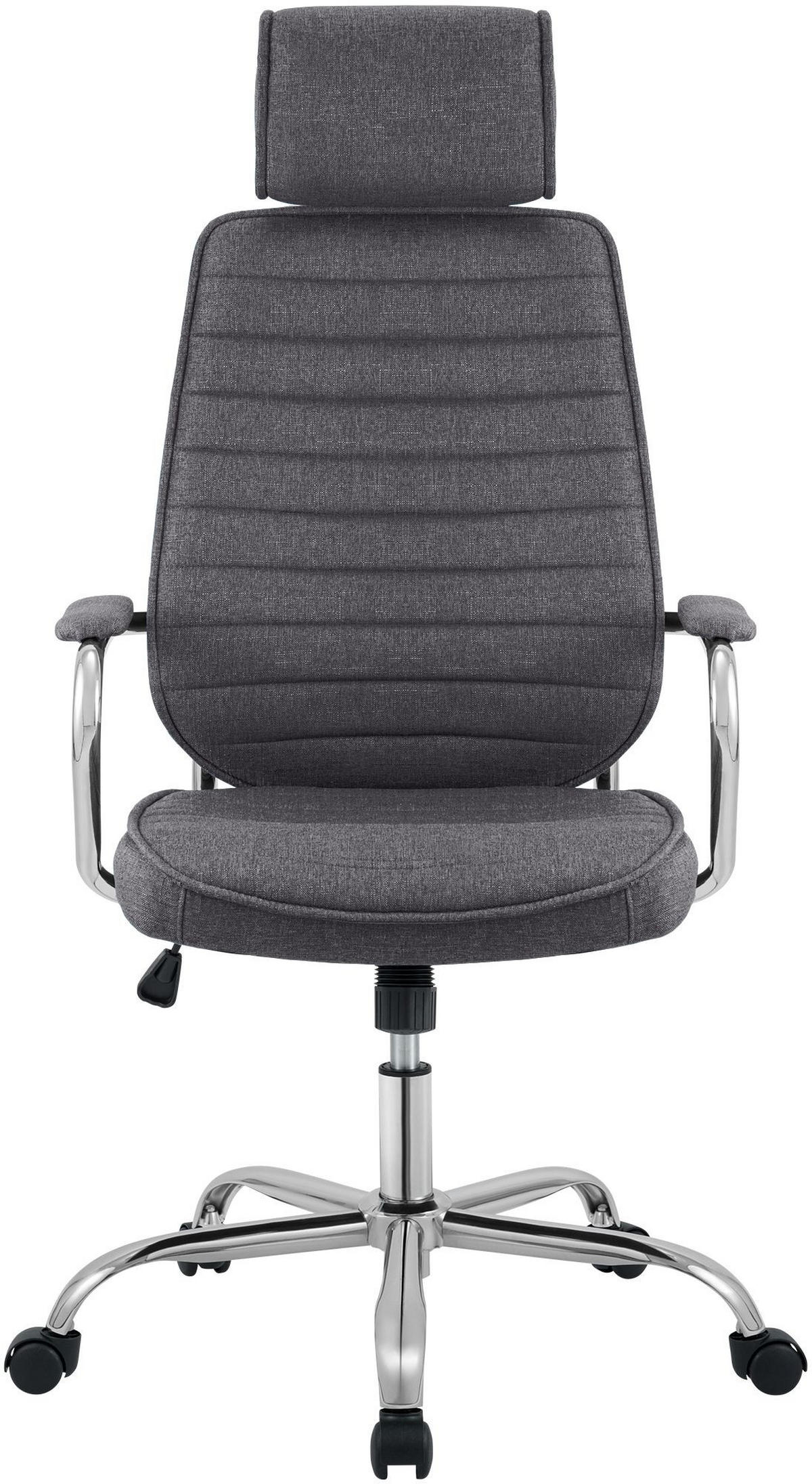CHEFSESSEL Stoff Dunkelgrau - Chromfarben/Dunkelgrau, Textil/Metall (60/117/67cm) - CLP