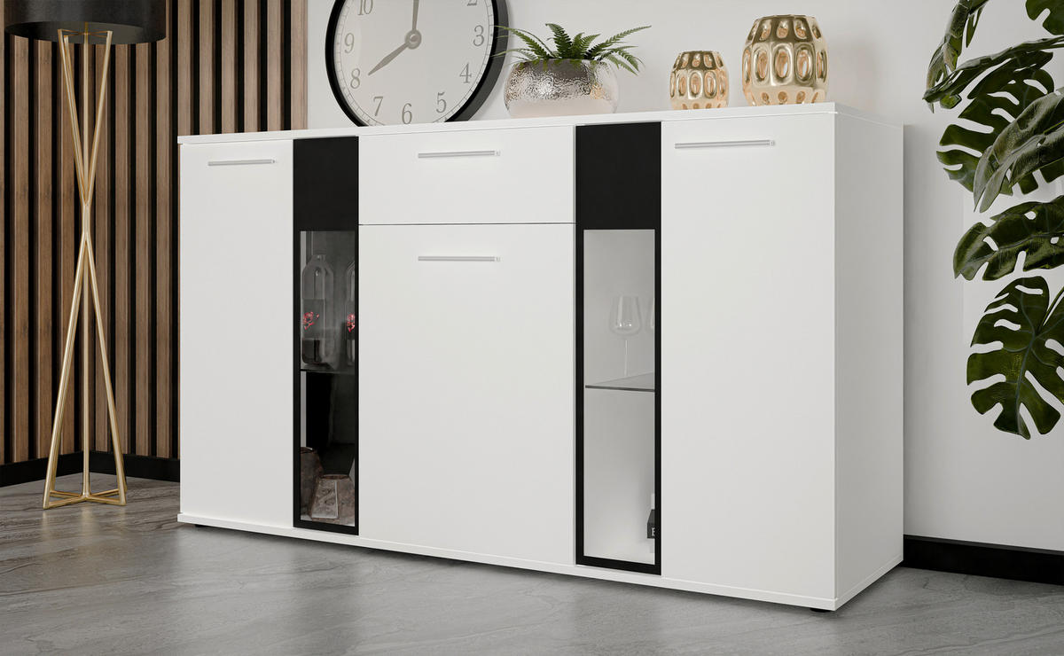 SIDEBOARD Formilo Weiß Matt 140,4/80/40,2 cm – Kommode mit Schublade - Weiß, Holzwerkstoff/Kunststoff (140/80/40cm) - AX Living