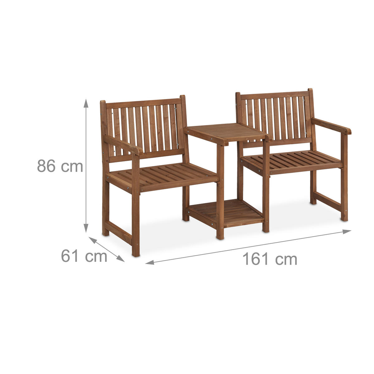 GARTENBANK - Braun, Holz (161/86/61cm) - Relaxdays