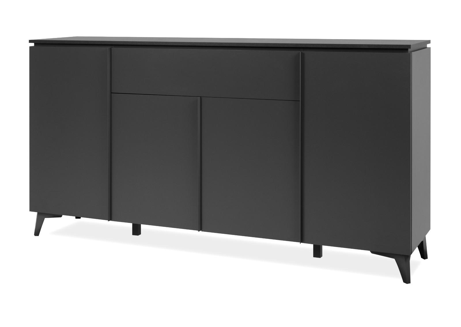 SIDEBOARD grau, Schiefer 177 cm, Kommode 4-türig - Grau, Holzwerkstoff/Kunststoff (177/92/40cm) - Furn.Design