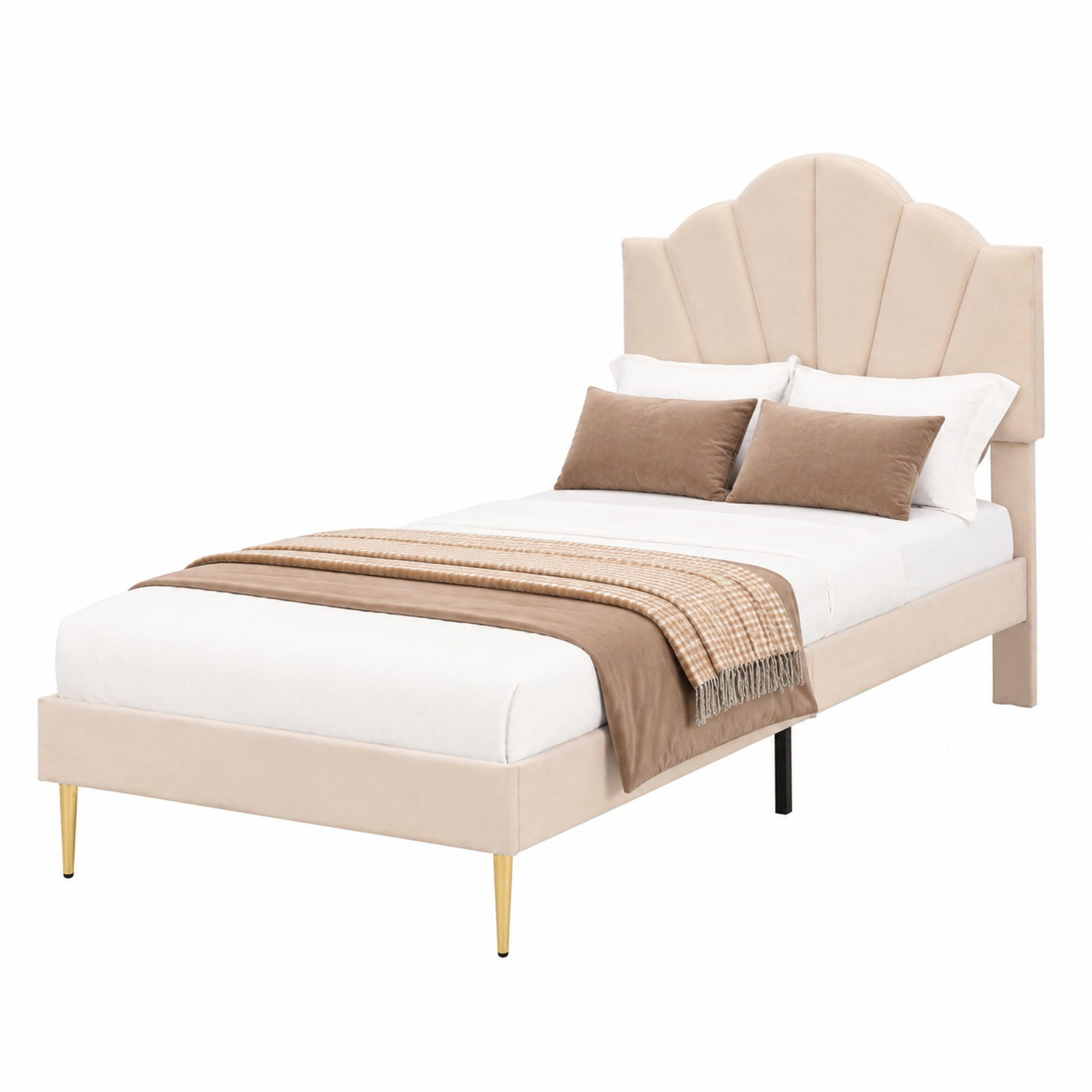 Beauniv Polsterbett Beige 90x200 cm