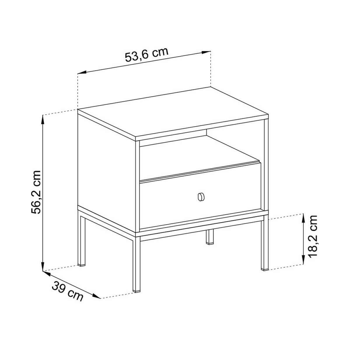 NACHTSCHRANK Monne Beige - Beige/Goldfarben, Holzwerkstoff/Metall (53.6/56.2/39cm) - Selsey