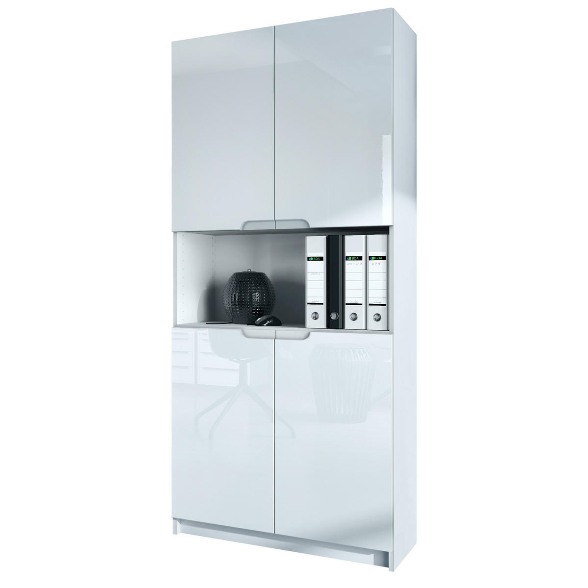 BÜROSCHRANK Logan Fronten in Weiß Hochglanz - Weiß Hochglanz, Holzwerkstoff (82/184/37cm) - Vladon