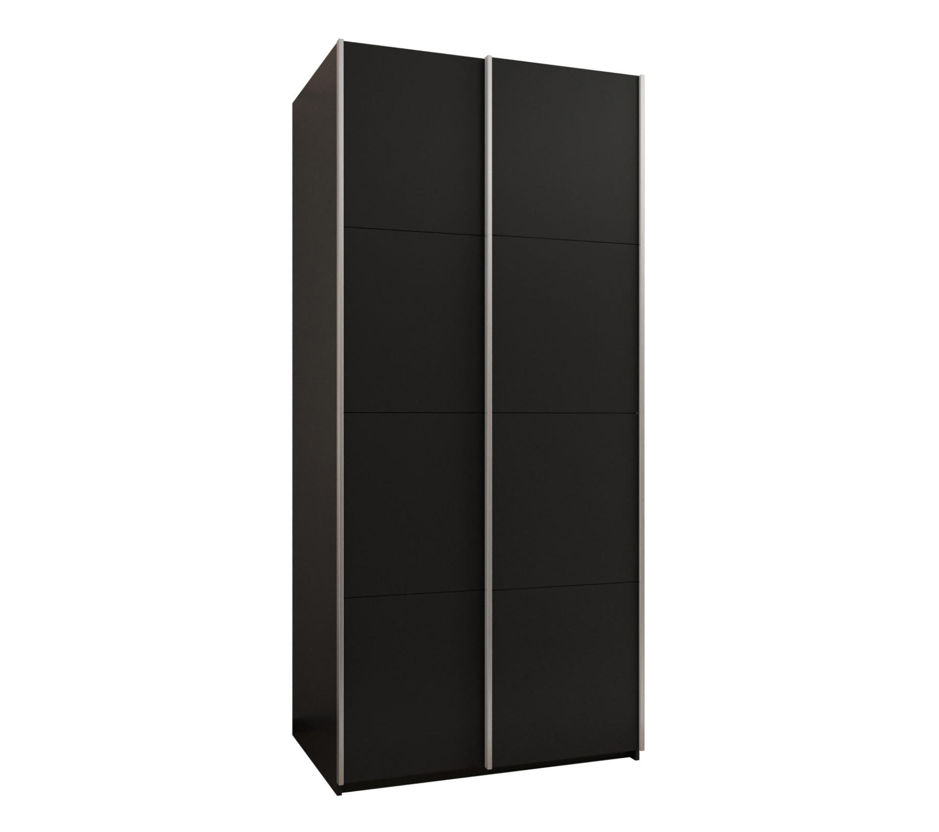 Abiks Möbel Schwebetürenschrank Schwarz, Schwarz, Silber 120x245x64 cm
