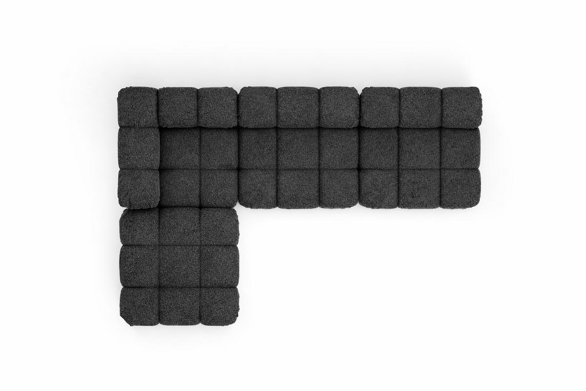 ECKSOFA L-Form Modulare, Bouclé-Stoff Abriamo, Graphit, Links, Selia - Graphitfarben, Holz (285/160cm) - Kaiser Möbel