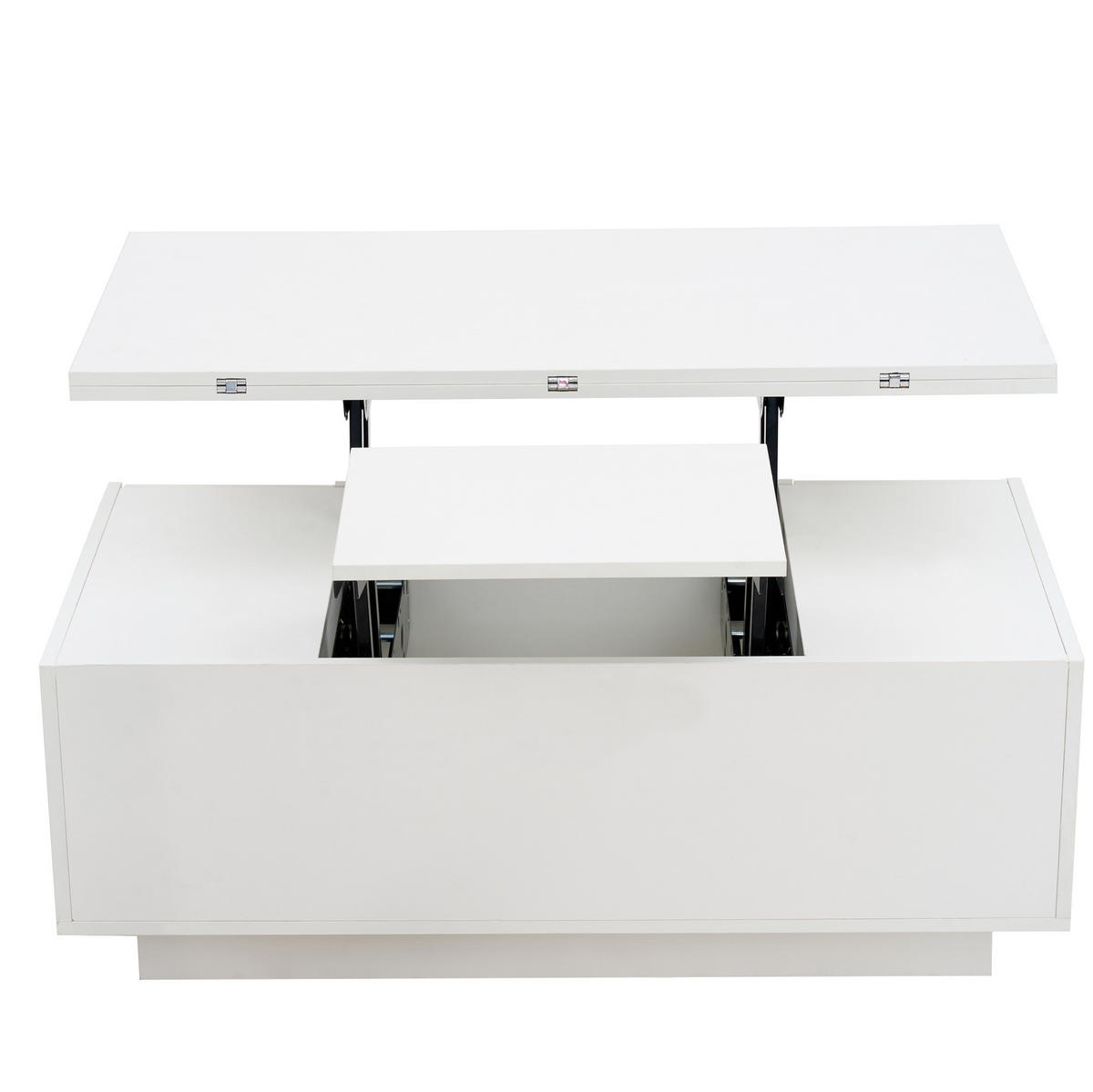 COUCHTISCH mit 2 Hebeplatten 100 x 50 x 43 cm Weiß - Weiß, Holzwerkstoff (100/50/55.5cm) - Meubliv