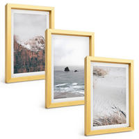 BILDER SET 3er Set - 20x30 cm Goldrahmen - Berge, Wolken, Meer, Sand, Natur - Goldfarben, Kunststoff (20/30cm) - TULUP