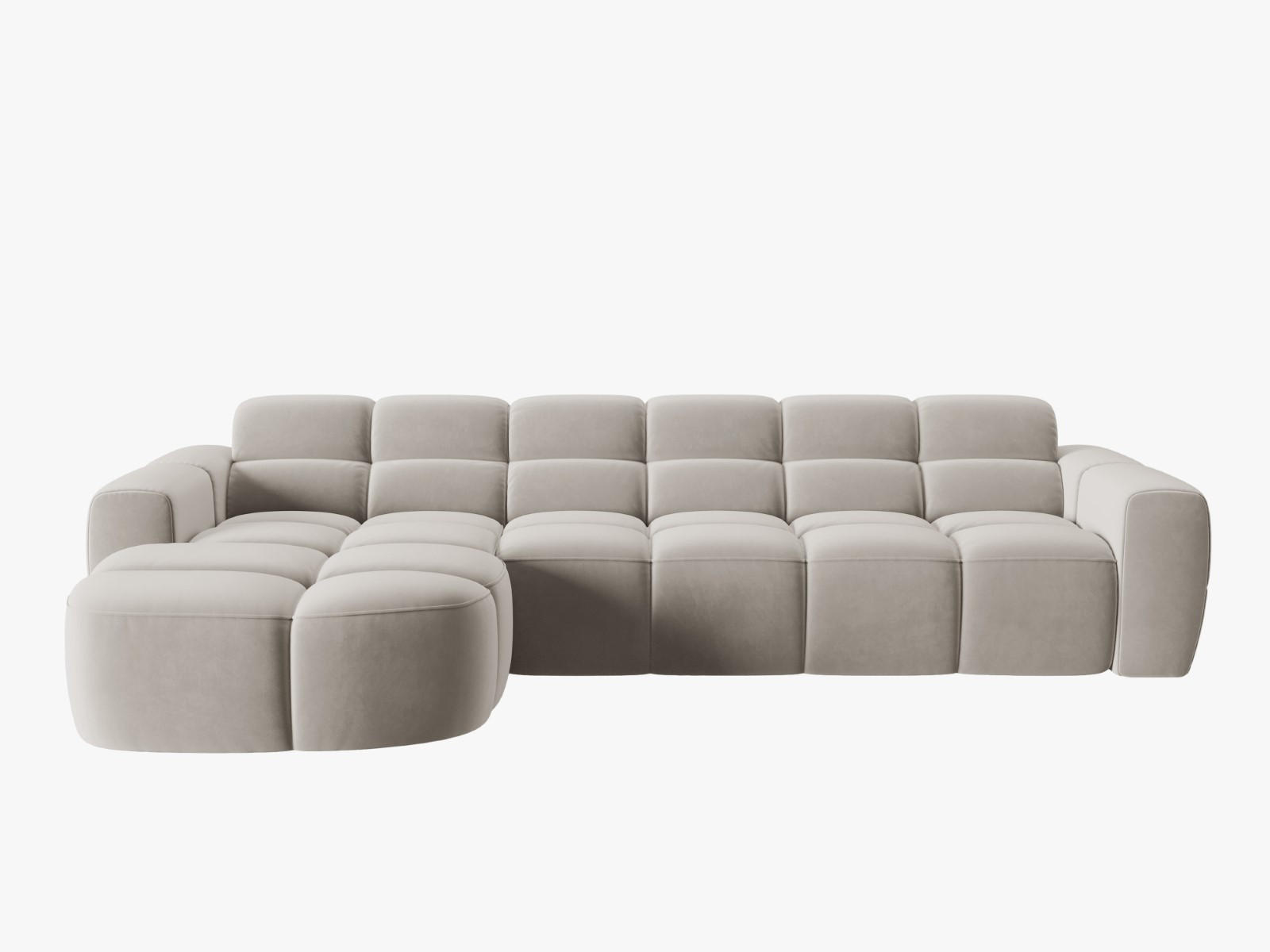 ECKSOFA links Lisa aus Samt leichtes beige 4 Sitzplätze - Creme, Textil (170/310cm) - Micadoni