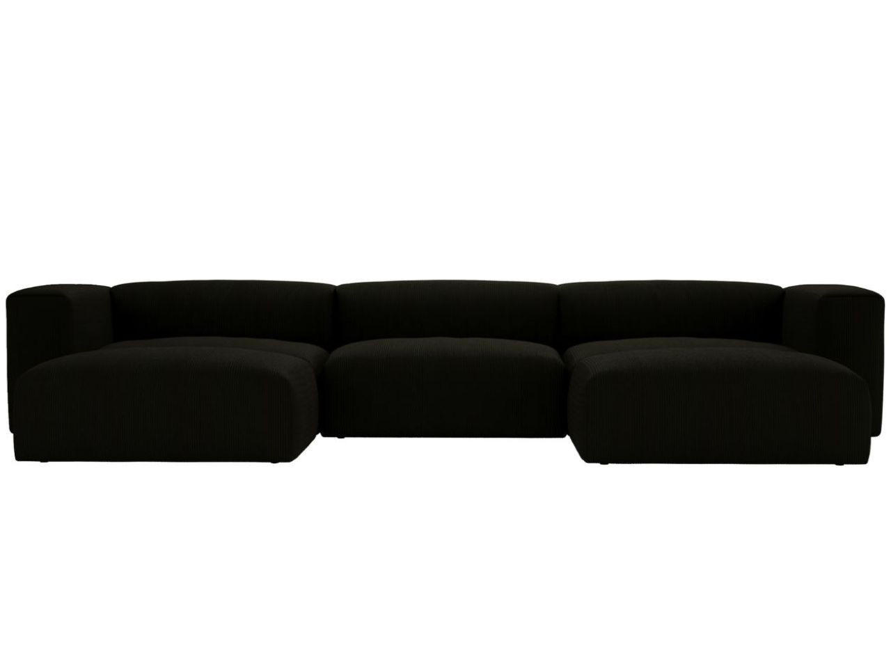 WOHNLANDSCHAFT U Landi Schwarz - Schwarz, Kunststoff/Textil (340/85/180cm) - Graingold