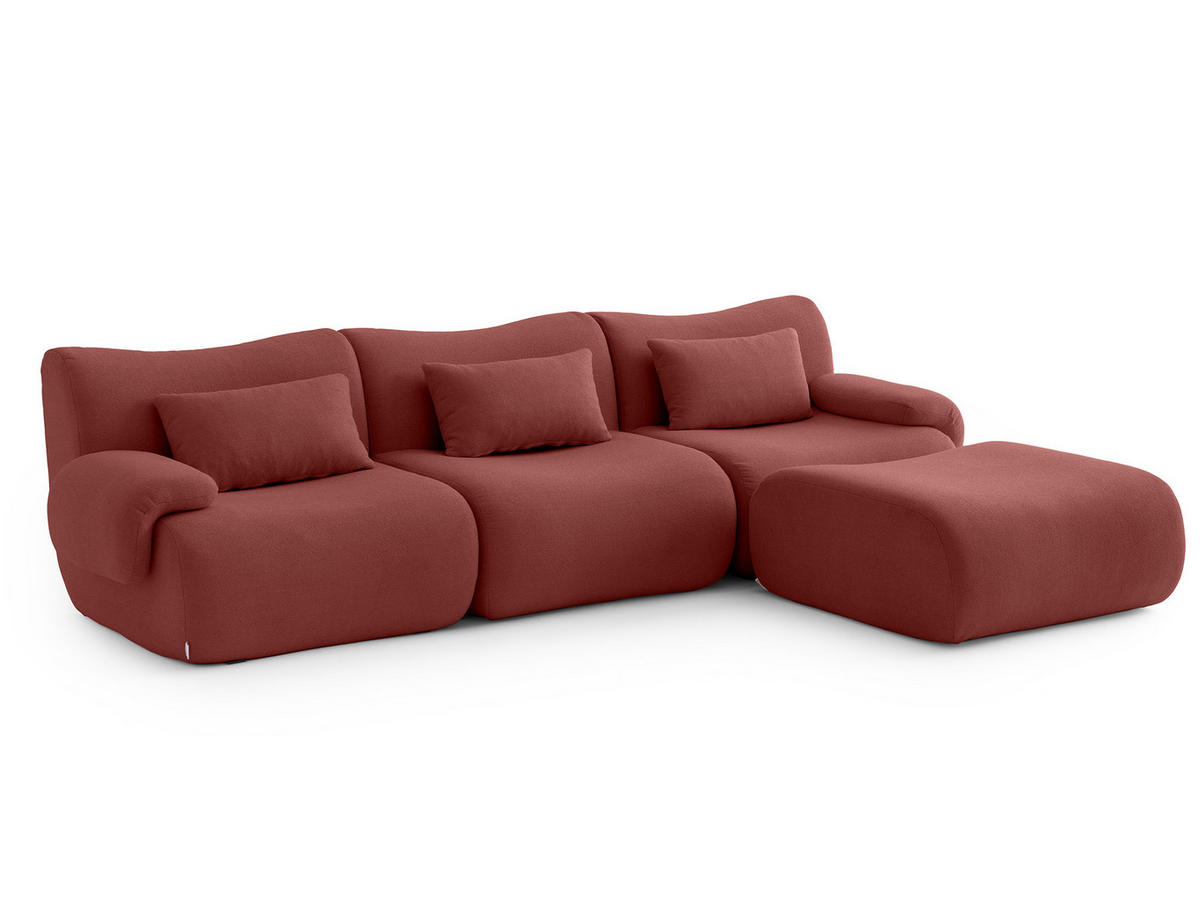 ECKSOFA Bouclé-Stoff Terrakotta-Rot - Terracotta, Textil (281/190cm) - MILYsofa