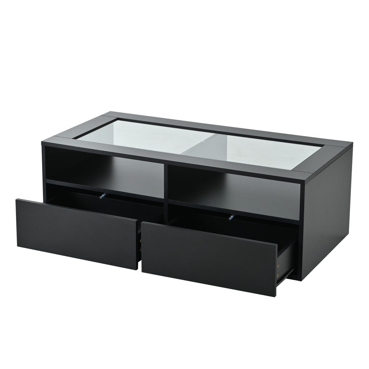 COUCHTISCH 100/50/35 cm Schwarz aus Glas und Spanplatte mit LED-Beleuchtung - Schwarz, Glas (100/50/35cm) - OKMYHOME