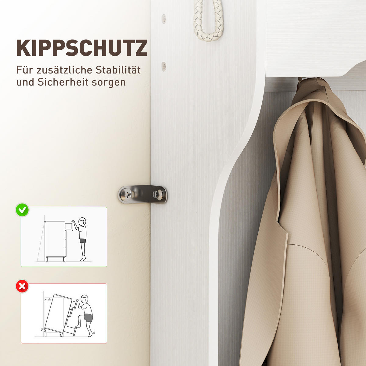 GARDEROBENSTÄNDER mit Sitzbank Kleiderständer mit Schuhregal 6 Haken - Weiß, Holzwerkstoff (35/172.2/100cm) - HOMCOM