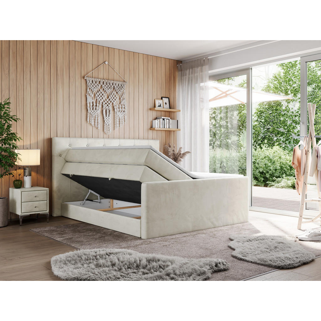 Thumbnail - MKS Boxspringbett, Beige, Textil, 2-Sitzer, H4, Rechteckig, 160x200 cm, Schlafzimmer, Betten, Boxspringbetten