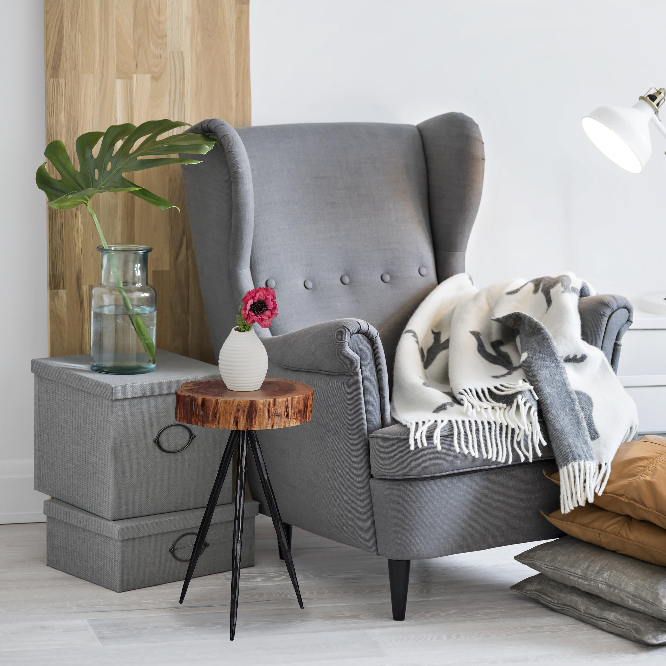 BEISTELLTISCH - Braun, Holz/Metall (25/30/50cm) - Relaxdays