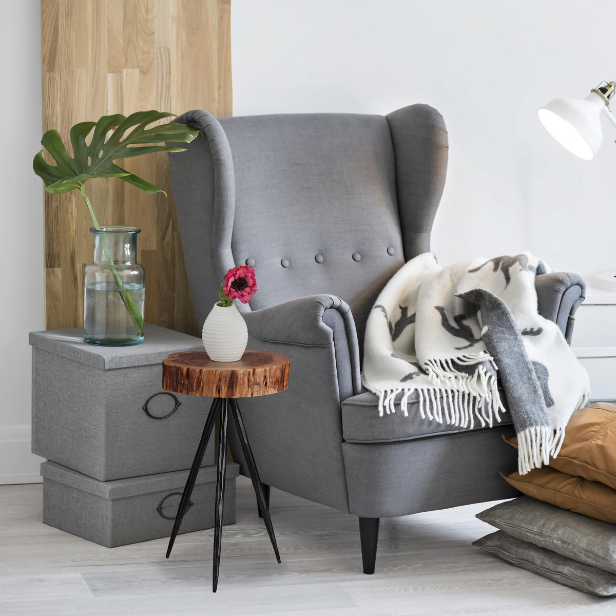 BEISTELLTISCH - Braun, Holz/Metall (25/30/50cm) - Relaxdays