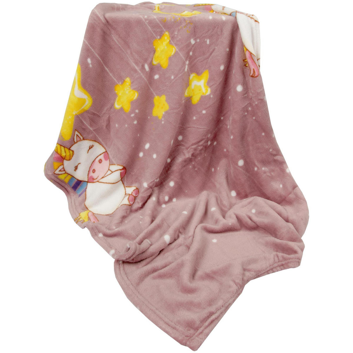BABY FLEECEDECKE 75x100cm - Einhorn - Dunkelrosa, Textil (75/100cm)