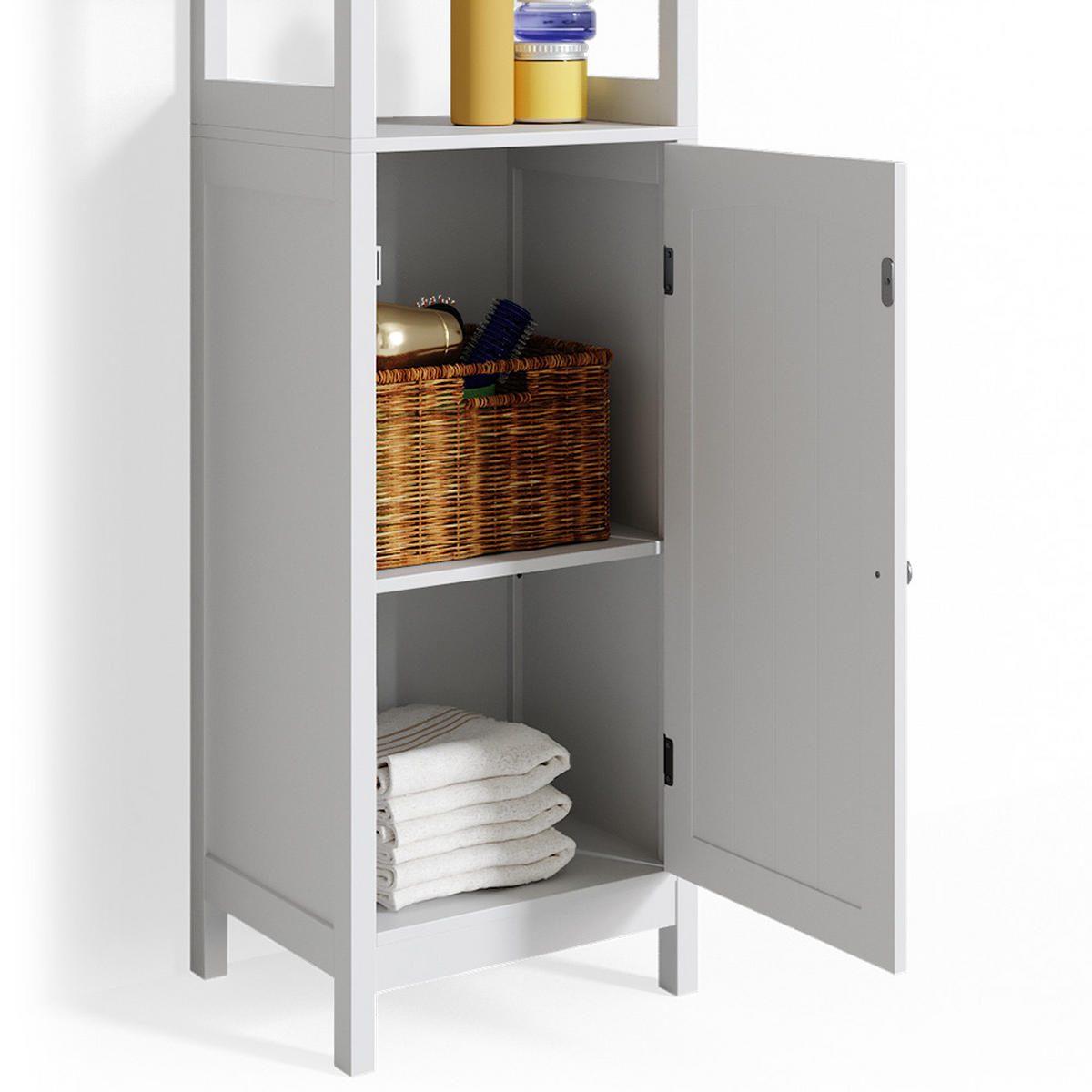 BADSCHRANK Bianco Weiß 40 x 160 cm - Weiß, Holzwerkstoff (40/160/32cm) - Vicco