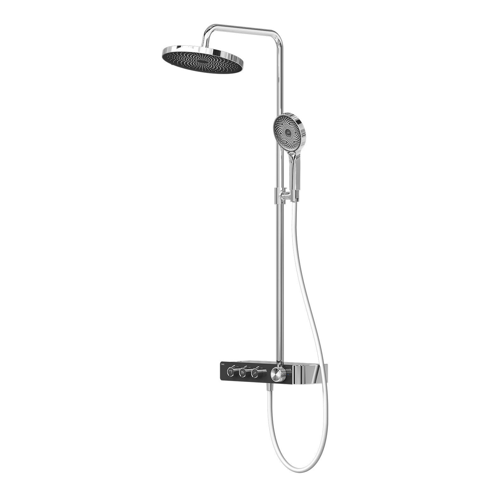 ÜBERKOPFBRAUSESET mit Thermostat Runde Überkopfbrause Vielseitig Chrom - Chromfarben, Metall (35.5/110/40cm) - EMKE