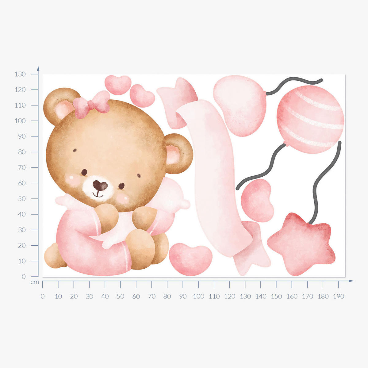 WANDAUFKLEBER 130x194cm - Süßer Bär - Multicolor, Kunststoff (130/194/0.1cm) - Wallfluent