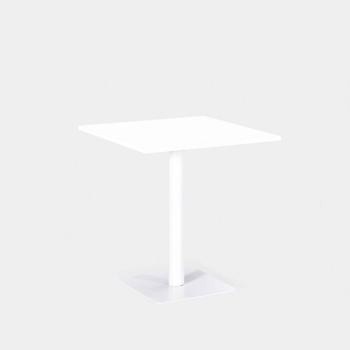 GARTEN-SET mit Tisch und 4 stapelbaren Stühlen in Weiß Serin - Weiß, Metall - Klast Home