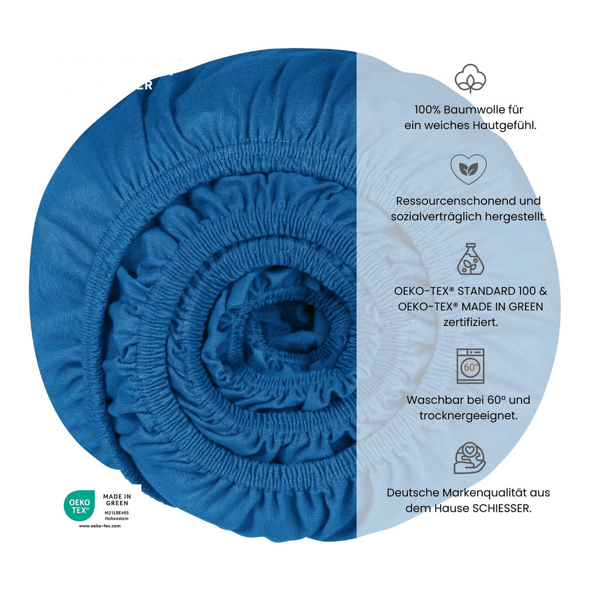 SPANNBETTLAKEN New Jersey - Edeljersey - 150 x 200 cm - Royalblau - Blau, Textil (150/200cm) - Uncover by Schiesser