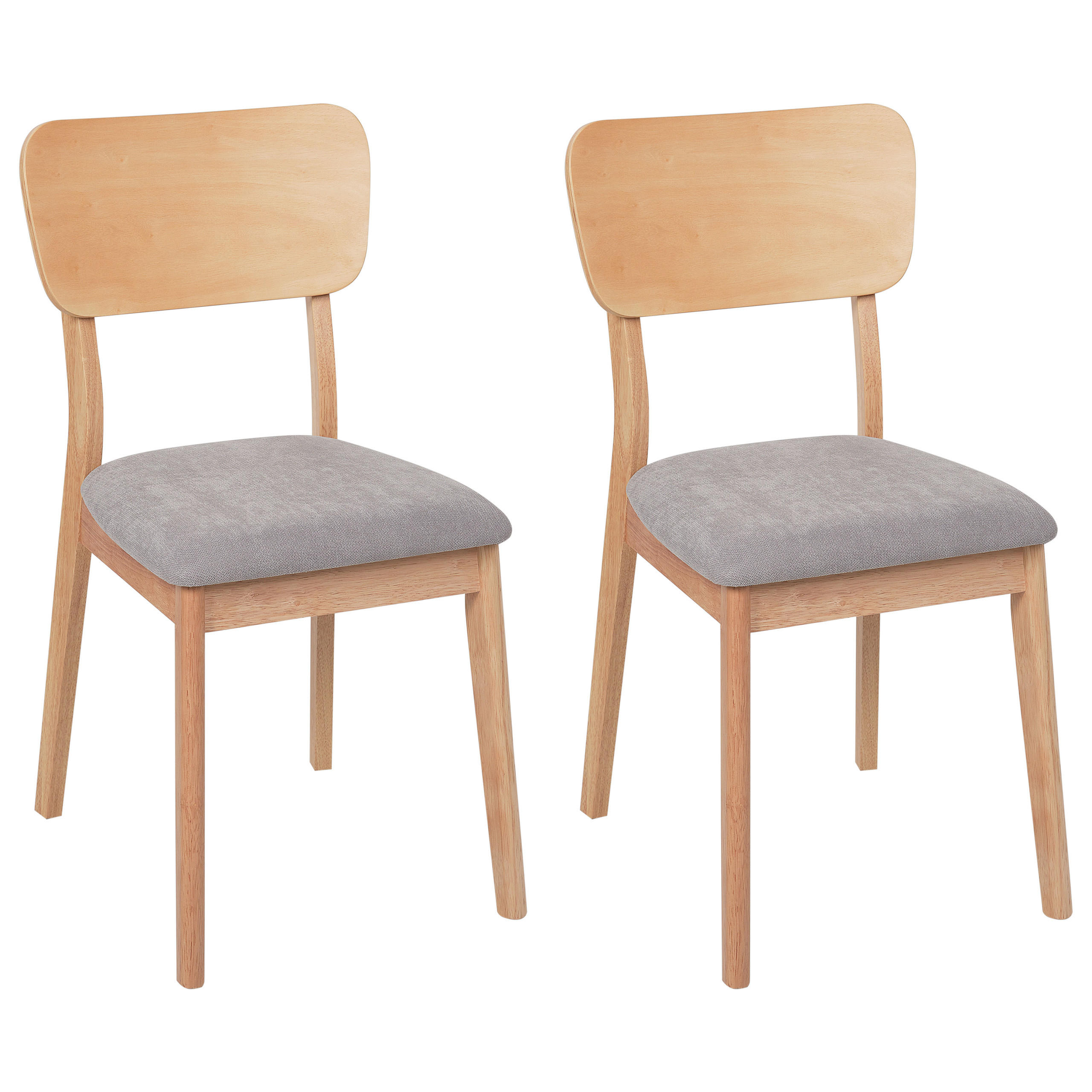 ESSZIMMERSTUHL 2er-Set Heller Holzfarbton Minier - Hellbraun/Grau, Holz (46/85/51cm) - Beliani