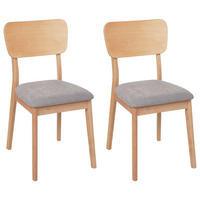 ESSZIMMERSTUHL 2er-Set Heller Holzfarbton Minier - Hellbraun/Grau, Holz (46/85/51cm) - Beliani