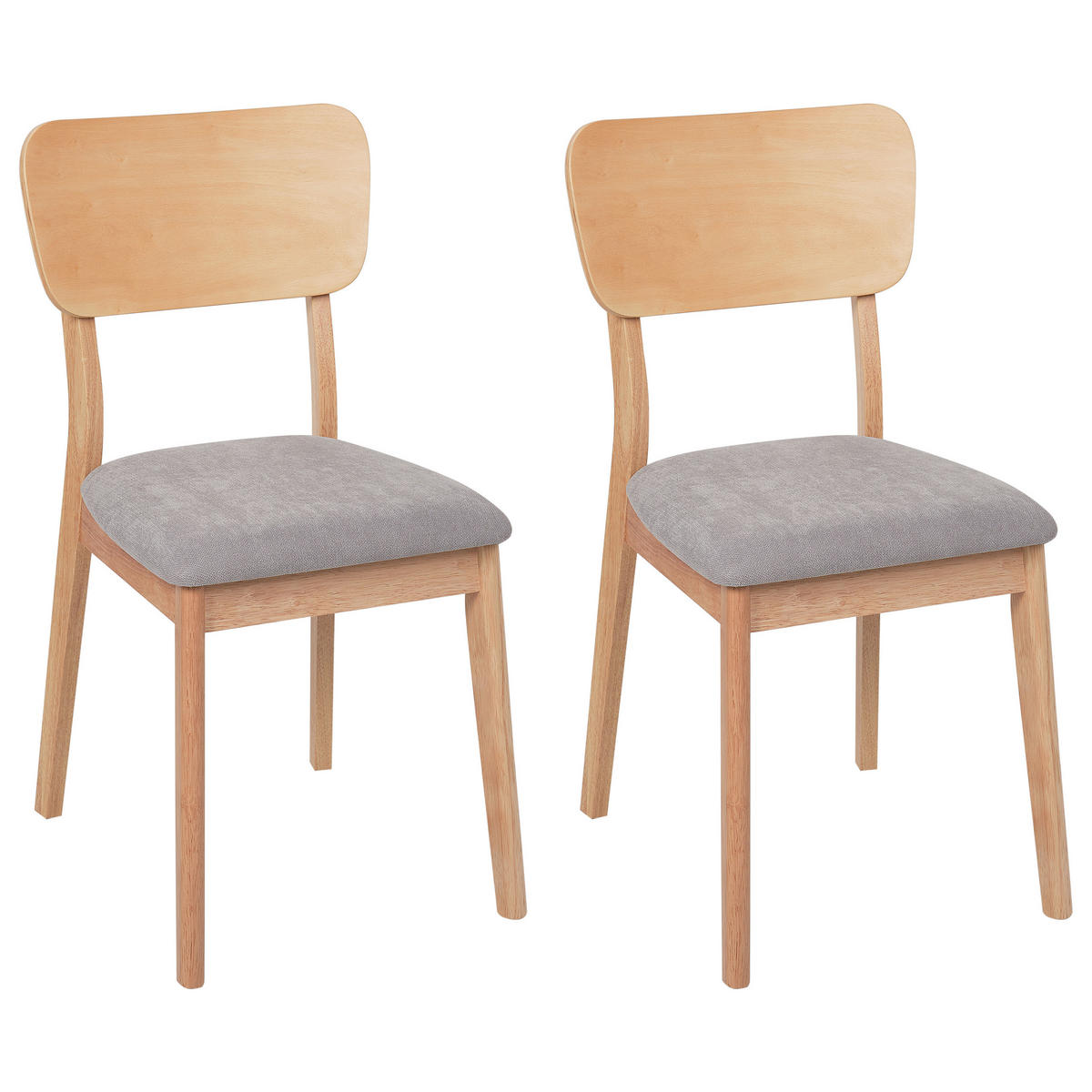ESSZIMMERSTUHL 2er-Set Heller Holzfarbton Minier - Hellbraun/Grau, Holz (46/85/51cm) - Beliani