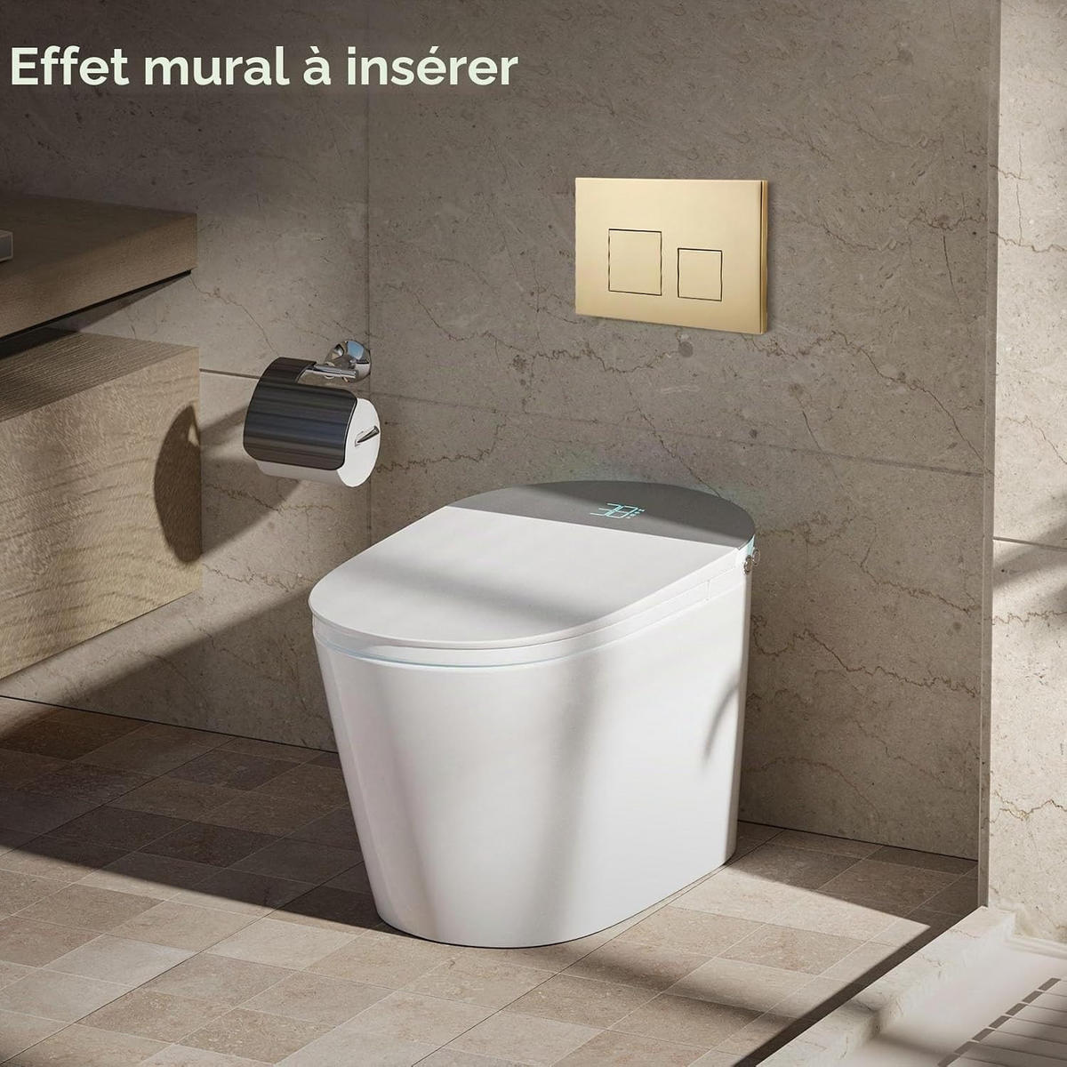 WC-SPÜLTASTE – Kompatibel mit Geberit Sigma 01, 20, 30 sowie UP300/320-Spülkästen – Gold glänzend - Platinfarben, Metall (30.8/5.5/15.5cm)