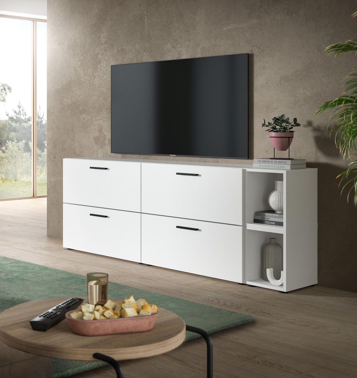 WOHNWAND The One weiß 176/34/67 cm - Weiß, Holzwerkstoff (176/67/34cm) - Xonox