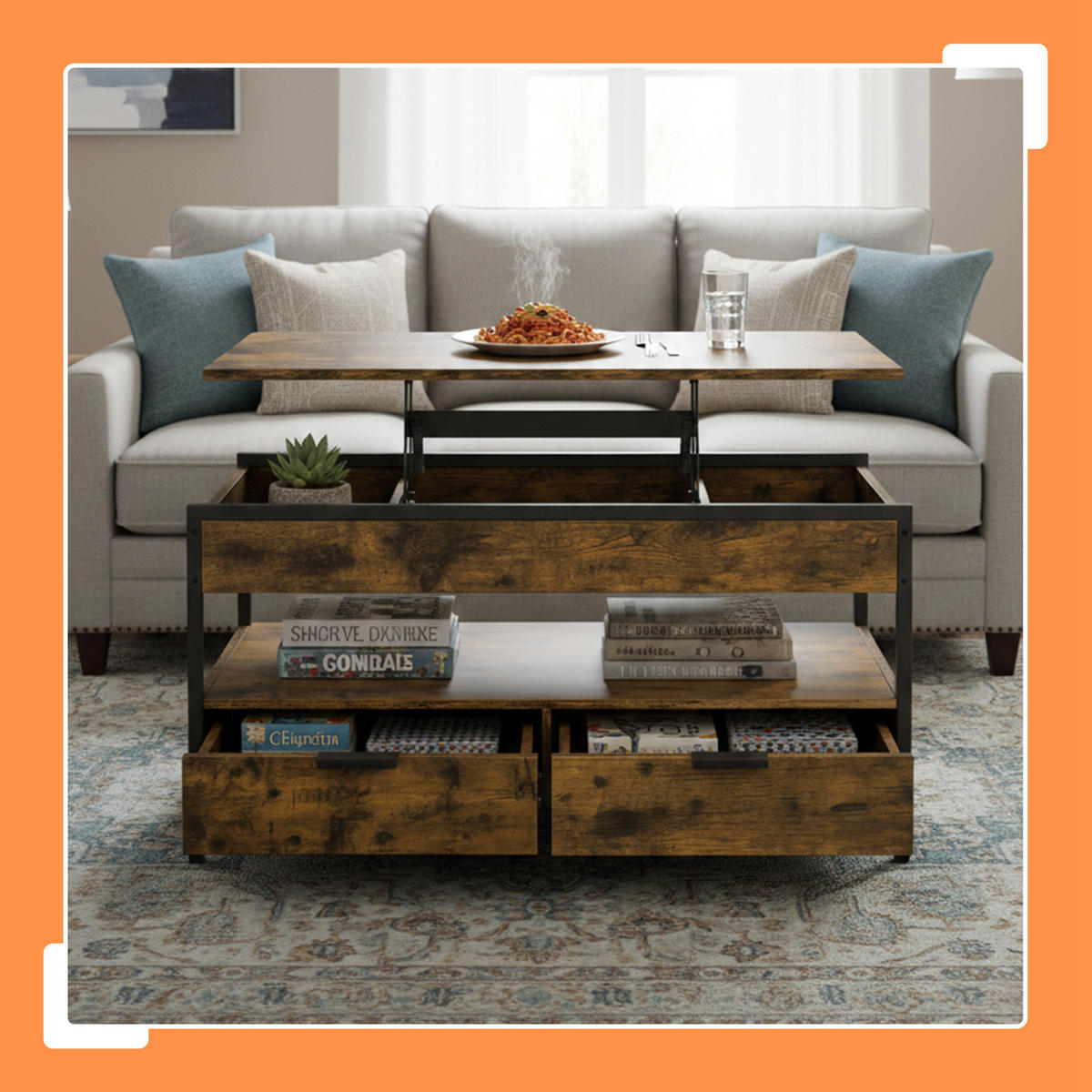 COUCHTISCH - Braun, Holzwerkstoff/Metall (50/100/63cm) - Relaxdays