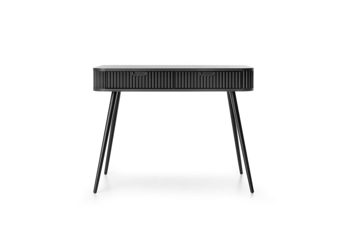 KONSOLENTISCH PORTO (Oval, Rillenfront, Schwarz Matt, Schwarze Füße) - Schwarz, Holz/Holzwerkstoff (49/103/80cm) - Ravio