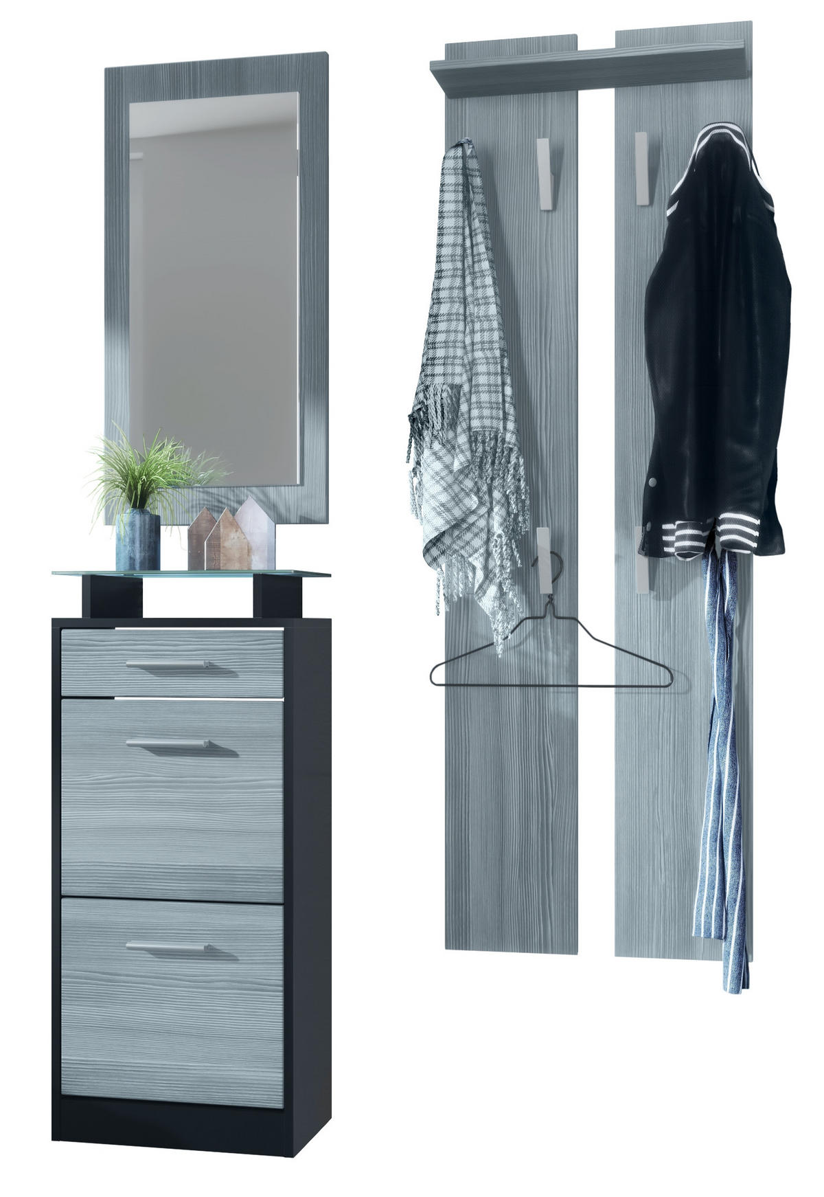 GARDEROBE Loret Front in Avola-Anthrazit - Anthrazit, Holzwerkstoff (140/200/23cm) - Vladon