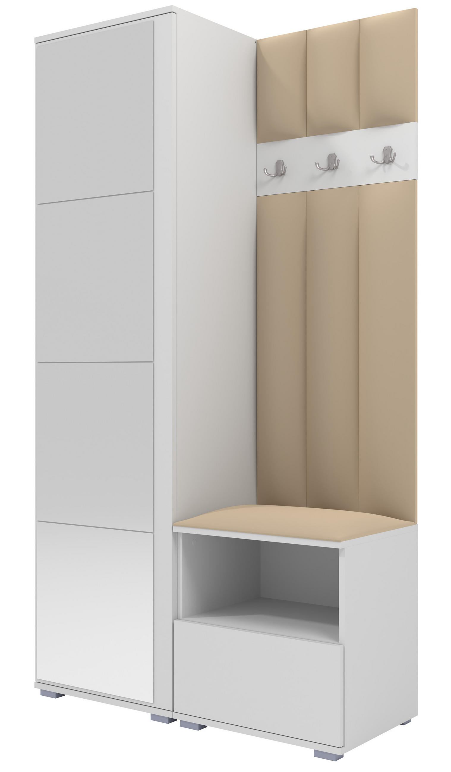 Ravio Gepolstert Weiß, Beige 100x187x40 cm