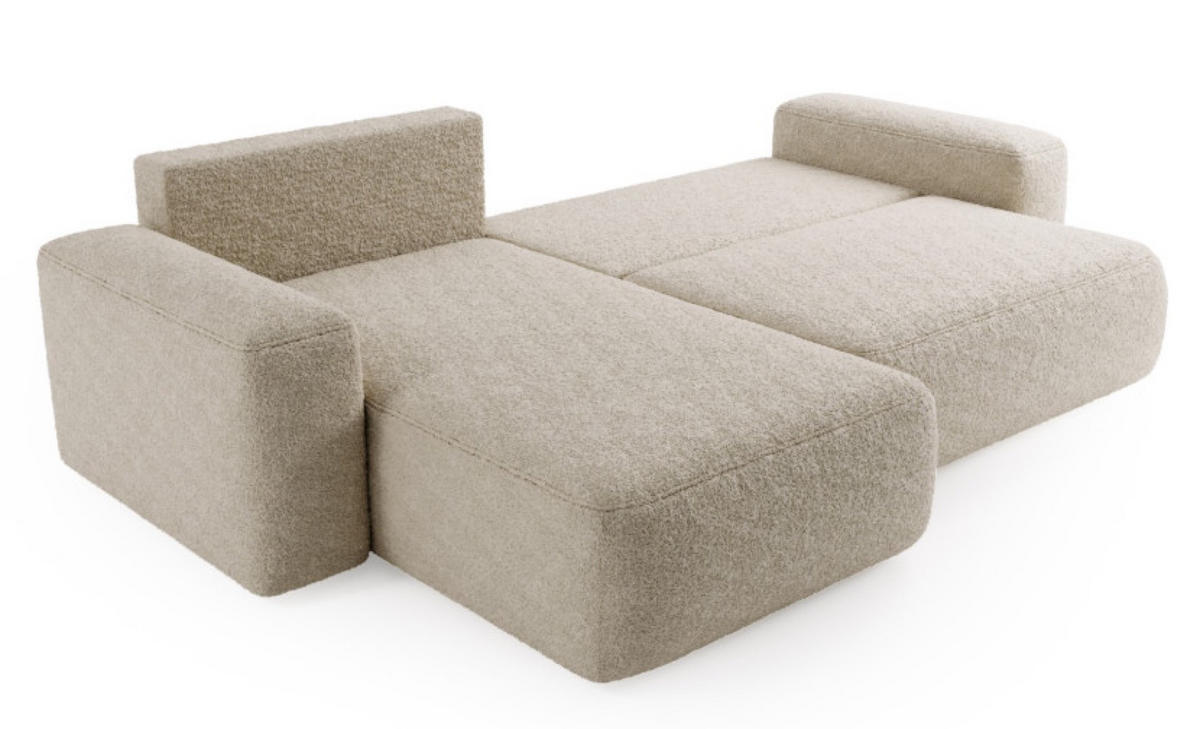 ECKSOFA Weiß ILO Mit Schlaffunktion Und Bettkasten - Weiß, Textil (282/177cm) - Sepro Meble