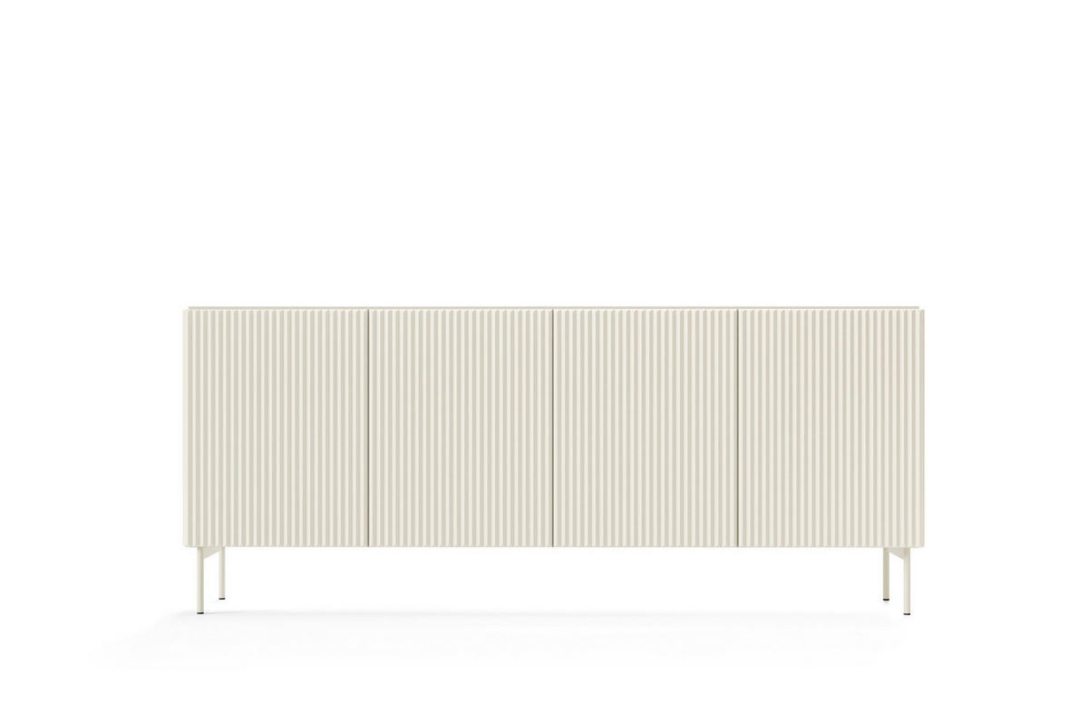SIDEBOARD MUTI 195 cm Kaschmir - mit Riffel-Fronten und Push-to-Open-System - Kaschmir, Holz/Holzwerkstoff (195/81/40cm) - Ravio